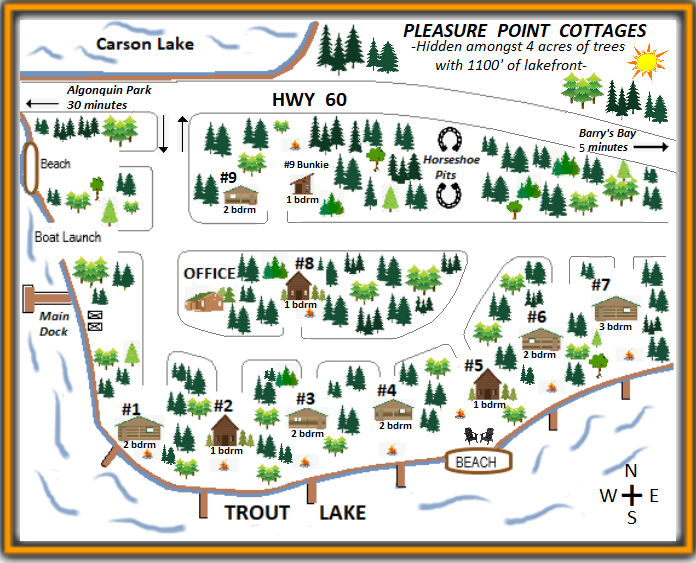 Map of the Pleasure Point Cottages grounds